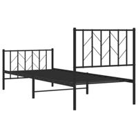 Bedframe met hoofd- en voeteneinde metaal zwart 80x200 cm - thumbnail