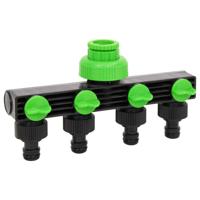 VidaXL Kraanadapter 4-wegs 19,5x6x11 cm abs & pp groen en zwart - thumbnail