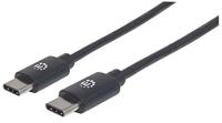 Manhattan USB-kabel USB 2.0 USB-C stekker, USB-C stekker 2.00 m Zwart 355247 - thumbnail