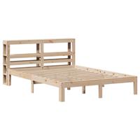 Bedframe met hoofdbord massief grenenhout wit 140x200 cm - thumbnail
