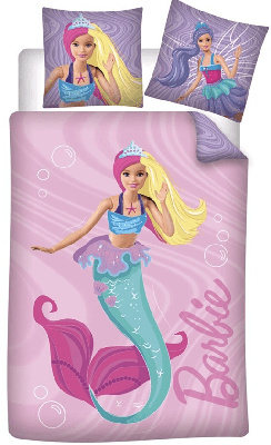 Barbie dekbedovertrek zeemeermin 140 x 200 cm - 65 x 65 cm - katoen Barbie dekbedovertrek zeemeermin 140 x 200 cm - 65 x 65 cm - katoen