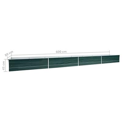 Plantenbak verhoogd 600x80x45 cm gegalvaniseerd staal groen