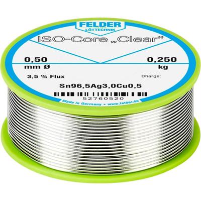 Felder ISO-Core Clear SAC305 Soldeertin Spoel Sn96,5Ag3Cu0,5 0.250 kg 0.5 mm Felder ISO-Core Clear SAC305 Soldeertin Spoel Sn96,5Ag3Cu0,5 0.250 kg 0.5 mm