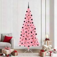 VidaXL Kerstboom met 300 led met standaard roze 210 cm pvc - thumbnail