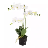 Kunstplant orchidee wit - 3 tak h64cm - thumbnail