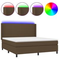 Boxspring met matras en LED stof donkerbruin 160x200 cm - thumbnail