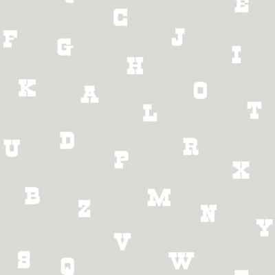 Dutch Wallcoverings Joy - Letters - Grijs/Wit
