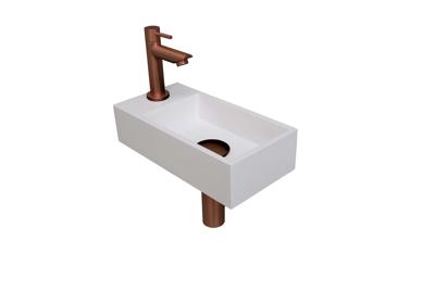 Fonteinset INK Versus 36x18x9 cm Polystone Glans Wit Met Kraangat Links Mat Rose Goud