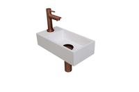 Fonteinset INK Versus 36x18x9 cm Polystone Glans Wit Met Kraangat Links Mat Rose Goud - thumbnail