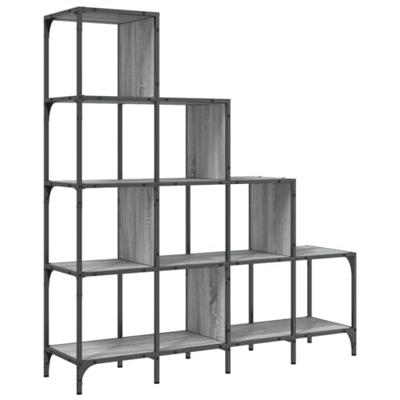Boekenkast 122x30x132 cm bewerkt hout en metaal grijs sonoma Boekenkast 122x30x132 cm bewerkt hout en metaal grijs sonoma