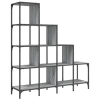 Boekenkast 122x30x132 cm bewerkt hout en metaal grijs sonoma - thumbnail