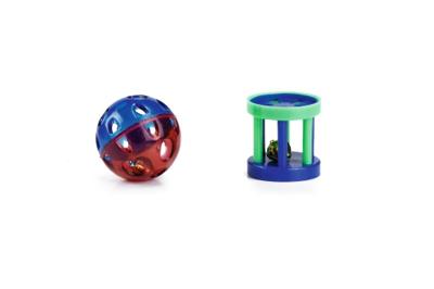 Beeztees Balletje+Roller/Bel - Kattenspeelgoed - 4 cm - 2ST