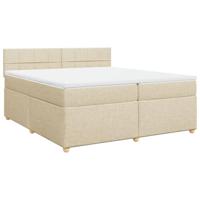 Boxspring met matras stof crèmekleurig 200x200 cm - thumbnail