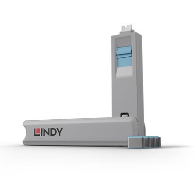 LINDY Lindy - Schloss für USB-C-Port - Blau Sleutel voor USB-C-poort Set van 4 stuks Blauw Incl. 1 sleutel