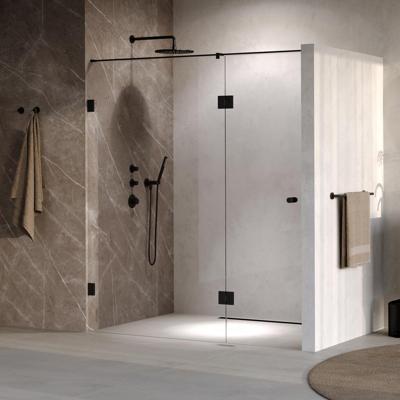 Brauer Void - Carving Nisdeur - 2-Delig - Helder Glas - 170 x 200 cm - Omkeerbaar - met Draaideur 70 cm - Aan Glas - incl. Glascoating - Mat Zwart