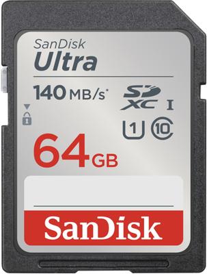 SanDisk SDXC Ultra 64GB (Class 10/UHS-I/140MB/s) SDHC-kaart 64 GB UHS-Class 1 Waterdicht, Schokbestendig