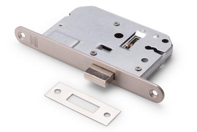 Woningbouw klavier kastslot 55mm, voorplaat afgerond rvs, 20x174, doorn 50mm incl. sluitplaat 2 sleu