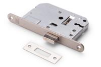 Woningbouw klavier kastslot 55mm, voorplaat afgerond rvs, 20x174, doorn 50mm incl. sluitplaat 2 sleu - thumbnail