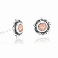 Zilveren Oorstekers "Loto" Perzikkleurige Zirkonia - 925 Sterling - thumbnail