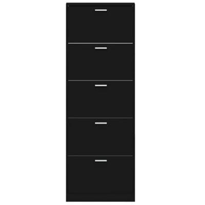 Schoenenkast 59x17x169 cm bewerkt hout zwart