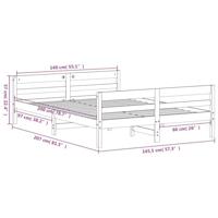 Bedframe met hoofdbord massief grenenhout wit 140x200 cm - thumbnail