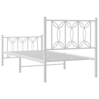 Bedframe met hoofd- en voeteneinde metaal wit 80x200 cm - thumbnail