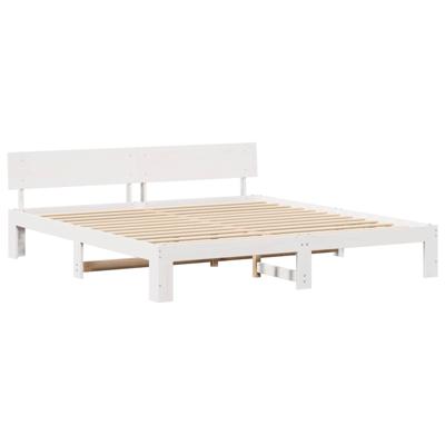 Bedframe met hoofdeinde Wit 180 x 200 cm Massief grenenhout