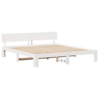 Bedframe met hoofdeinde Wit 180 x 200 cm Massief grenenhout - thumbnail