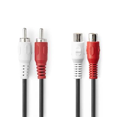 Nedis Stereo-Audiokabel | 2x RCA Male - 2x RCA Female | 2,0 M | Zwart Nedis Stereo-Audiokabel | 2x RCA Male - 2x RCA Female | 2,0 M | Zwart