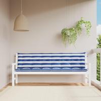 Tuinbankkussens 2 st gestreept 200x50x7 cm stof wit en blauw - thumbnail