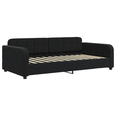 Slaapbank met matras 100x200 cm fluweel zwart - thumbnail