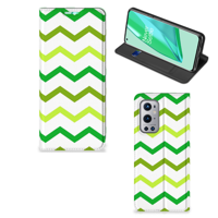 OnePlus 9 Pro | Hoesje met Magneet | Zigzag Groen - thumbnail