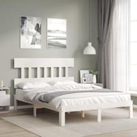 Bedframe zonder matras massief grenenhout wit 140x200 cm - thumbnail