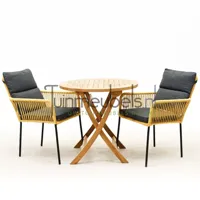 Tuinset Vita Gino geel stapelbaar met Milton tafel rond 80 - thumbnail