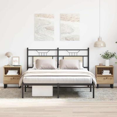 Nachtkastjes 2 st 40x35x50cm bewerkt hout artisanaal eikenkleur