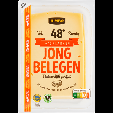 Jumbo Jong Belegen Kaas 48+ Plakken Voordeelverpakking 400 g