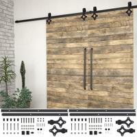 VidaXL Hardwaresets voor schuifdeuren 2 st 200 cm staal zwart - thumbnail