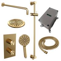 Gouden thermostatische inbouw regendouche met 3-weg omstelling en handdouche, set 45 - thumbnail