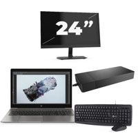 HP ZBook 15u G6 - Intel Core i7-8e Generatie - 15 inch - 16GB RAM - 256GB SSD - Windows 11 + 1x 24 inch Monitor - thumbnail