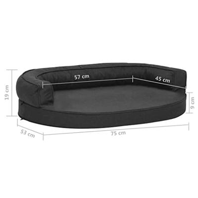 VidaXL Hondenbed ergonomisch linnen-look 75x53 cm zwart