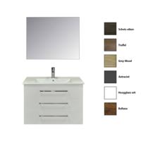 Badkamermeubelset Sanicare Q6 Drie Laden Chromen Greep 100 cm Met Spiegel Schots Eiken - thumbnail