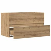 Badkamerwandkast 80x38,5x45 cm bewerkt hout artisanaal eiken - thumbnail