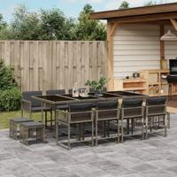 13-delige Tuinset met kussens poly rattan grijs - thumbnail