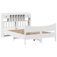 Bedframe zonder matras massief grenenhout wit 150x200 cm - thumbnail