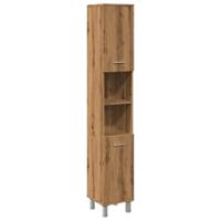 Badkamerkast 30x30x179 cm bewerkt hout artisanaal eikenkleurig - thumbnail