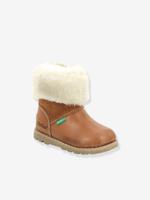 Leren enkellaarsjes voor babymeisjes Nonofur KICKERS® 1ste stapjes karamel - thumbnail