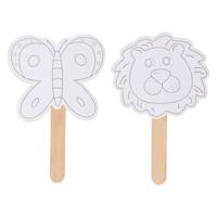 Decoratie Maskers met Houten Handvat, 4st. - thumbnail