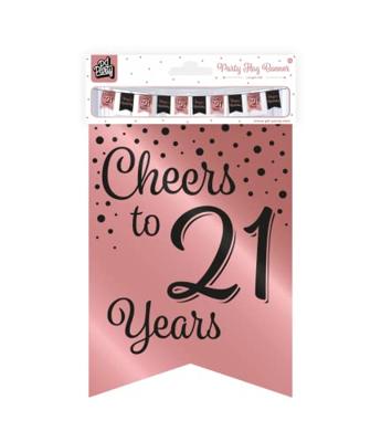 Vlaggetjesslinger roze/zwart - 21 Vlaggetjesslinger roze/zwart - 21