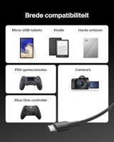 Belkin Eco USB-C naar Micro USB Kabel (1 m) - Zachte, Gevlochten, Flexibele, High Speed Laadkabel, USB-IF-gecertificeerd Type C naar Micro USB Oplader Kabel voor camera’s, luidsprekers en meer - Zwart - thumbnail
