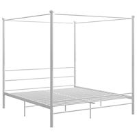 Hemelbedframe metaal wit 200x200 cm - thumbnail